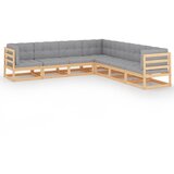 The Living Store Vrtna sedežna garnitura 7-delna z blazinami trdna borovina - Vrtna Sedežna Garnitura, (21460038) | Shoptok.si
