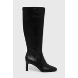Polo Ralph Lauren Usnjeni elegantni škornji Caelynn II ženski, črna barva, 802908343002
