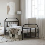 vidaXL Metalni okvir kreveta uzglavlje i podnožje crni 90 x 200 cm | shoptok.hr