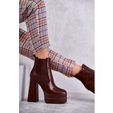 Boto Women's Leather Boots On A Massive Heel Brown Jones | ePonuda.com