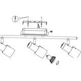 Eglo davida 1 reflektor/3, led, gu10, 3x5w, 3x400lm, krom/crna | shoptok.hr