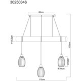 Globo VISEČA SVETILKA Berti 115/16/150 cm E27 | Shoptok.si