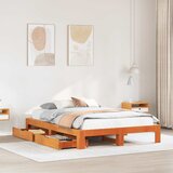 Maison Chic Posteljni okvir - Dvoposteljna postelja - Zakonska postelja brez vzmetnice voščeno rjava 140x200 cm trdna borovina-J2909, (21764825) | Shoptok.si