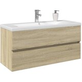  2-dijelni set kupaonskog namještaja od keramike i drva Smeđa 100 x 38.5 x 45 cm | shoptok.hr