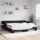vidaXL Izvlečna dnevna postelja z vzmetnicami črna 90x200 cm blago Cene