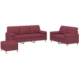  3-dijelni set sofa s jastucima crvena boja vina od tkanine | shoptok.hr