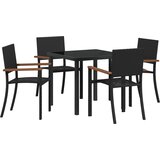 vidaXL 5-delni vrtni jedilni set črn poli ratan, (22087205) | Shoptok.si