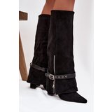 Boto Women's Heeled Boots with Decorative Strap Black Jolivine | Shoptok.si