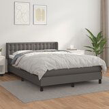 vidaXL Box spring postelja z vzmetnico siv 140x190 cm umetno usnje Cene