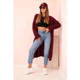 Kesi Włoski Long cardigan for women made of mohair with pockets plum | shoptok.hr