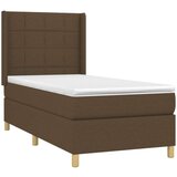  Box spring postelja z vzmetnico LED temno rjava 100x200cm blago | Shoptok.si