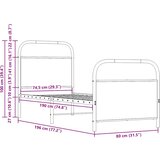  Okvir kreveta bez madraca smeđa boja hrasta 75x190 cm drveni | shoptok.hr