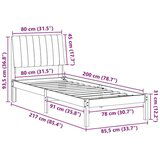  Konstrukcija postelje Bela 80 x 200 cm Masivno borovo les, (5000084288) | Shoptok.si