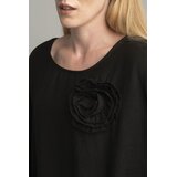 FASHION Black oversize blouse with a decorative flower | Eponuda.com
