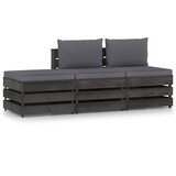 The Living Store Vrtna sedežna garnitura 3-delna z blazinami siv impregniran les - Vrtna Sedežna Garnitura, (21481761) | Shoptok.si