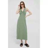 Deha Pamučna haljina boja: zelena, midi, širi se prema dolje