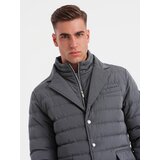Ombre Men's quilted jacket with jacket cut - graphite | Eponuda.ba
