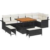  Sjedeća garnitura za vrt 9 kom. Crna poliratan 297,5 x 132,5 x 85 cm | shoptok.hr