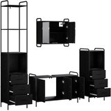  Set ormarića za kupaonicu 4 kom. Crni hrast 40 x 36 x 200 5 cm - Crni hrast Ormar ispod sudopera (3 vrata) + viseći ormar + kupa | shoptok.hr