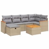 Maison Chic Seti vrtnega pohištva - Vrtna garnitura - Vrtni pohištvo set 7-delna z blazinami bež poli ratan, (21801824) | Shoptok.si