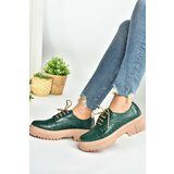 Fox Shoes Green Crocodile Print Thick Soled Oxford Shoes Cene