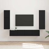  Set TV komoda 4 kom. Crna Konstruirano drvo | shoptok.hr