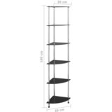 Police sa 6 razina crne 30 x 30 x 160 cm od kaljenog stakla | shoptok.hr