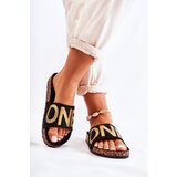 EVENTO Classic Slip-On Slippers With Inscription Black and Gold Bahari | Shoptok.si