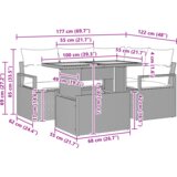 vidaXL set vrtnog kauča od 5 dijelova s jastučićima crnog poli ratana, dvosed vrtna sofa s jastučićima crnog poli ratana | shoptok.hr