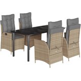  5-dijelni vrtni blagovaonski set od poliratana s jastucima bež 160 x 80 x 74 cm | shoptok.hr