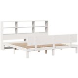 vidaXL Knjižna postelja brez vzmetnice bela 200x200 cm trdna borovina | Shoptok.si