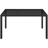  Vrtni stol sa staklenom pločom crni 150x90x75 cm od poliratana | shoptok.hr