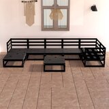  The Living Store Vrtna sedežna garnitura 8-delna črna trdna borovina - Vrtna Sedežna Garnitura, (21478804) | Shoptok.si