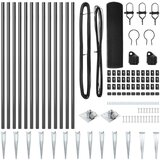 vidaXL Ograjni Steber Set Set 2 Siva, Črna Jeklo, PVC 25 x 0.5 m | Shoptok.si