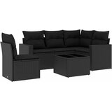  6-dijelni set vrtnih sofa s jastucima crni od poliratana | shoptok.hr