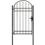  Vrata za ograjo zaobljena jeklo 100x175 cm črna | Shoptok.si