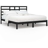  Posteljni okvir črn iz trdnega lesa 200x200 cm, (20647463) | Shoptok.si