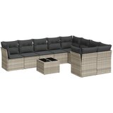 vidaXL Vrtna sedežna garnitura 10-delna z blazinami sv. siv poli ratan, (21411039) | Shoptok.si