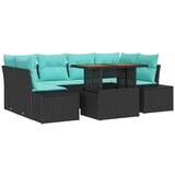 vidaXL Vrtni set za objed 7 kom. 6-Broj sjedala Crna i Plavozelena - Crna | shoptok.hr