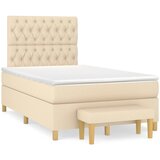 vidaXL Box spring postelja z vzmetnico krem 120x190 cm blago, (21111699) | Shoptok.si