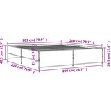  Okvir za krevet boja hrasta 200x200cm konstruirano drvo i metal | shoptok.hr