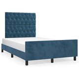 The Living Store Posteljni okvir z vzglavjem temno moder 120x200 cm žamet - Posteljni Okvir Z Vzglavjem, (21489802) | Shoptok.si