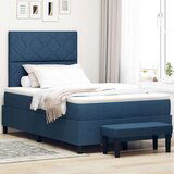 vidaXL Box Spring Krevet s Madracem i Klupom Plavi 120x200 cm Tkanina | shoptok.hr