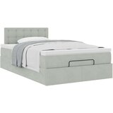 vidaXL Otomanski posteljni okvir z vzmetnico siv 120x190 cm žamet | Shoptok.si