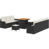  Vrtna garnitura - 10-dijelni set vrtnih sofa s jastučićima crni poliratan akacija | shoptok.hr