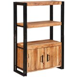 vidaXL Knjižna omara z vrati Rjava Trden akacijev les in kovina Cene