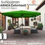 Četvrtasti Alu Suncobran 300x300 Zeleni