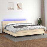 The Living Store Box spring postelja z vzmetnico LED krem 200x200 cm blago - Box Spring Postelja, (21520975) Cene