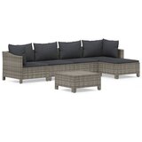 The Living Store Vrtna sedežna garnitura 6-delna z blazinami siv poli ratan - Vrtna Sedežna Garnitura, (21421993) | Shoptok.si