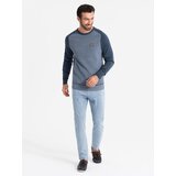 Ombre Cotton men's sweater with patch and raglan sleeves - navy blue | Eponuda.ba